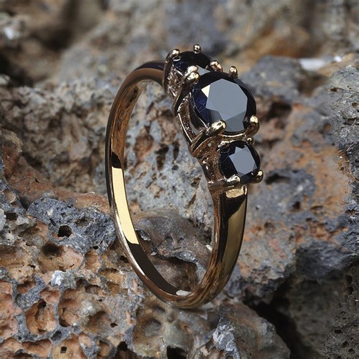 Rose Gold Titanium Wedding Ring,solitaire Wedding Ring,engagement Ring,anniversary Ring,titanium Wedding Ring,three Gem Ring - Etsy