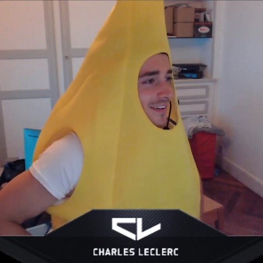 Just Charles Leclerc putting on a banana costume to play Fortnite. Nothing to see here 🎥 x CharlesLeclerc on Twitch | F1