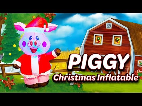 Piggy In a Santa Suit Christmas Inflatable
