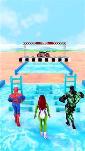 Epic Ladder Run Battle. Spider-man vs Venom Fight for She Hulk - Who Is Winner!
