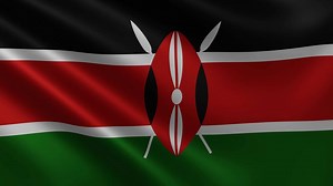 Kenyan flag fluttering close up in the wind, of the national flag of Kenya