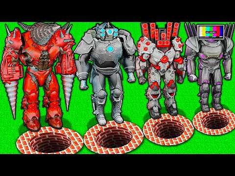 SECRET PITS of TITAN BOSSES TEAM and UPGRADED DRILL MAN vs SKIBIDI TOILET in MINECRAFT animation