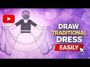 How to Draw a Traditional Dress | Easy Drawing Tutorial #art #drawing #sketch