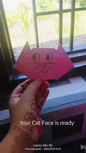 Cat Face using origami sheets 😍🐱 #cat #origami #craft #subscribe #like