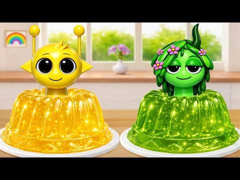Rainbow Sprunki Jelly | Green vs. Yellow Sprunki Jelly Challenge | Luna Little Cake