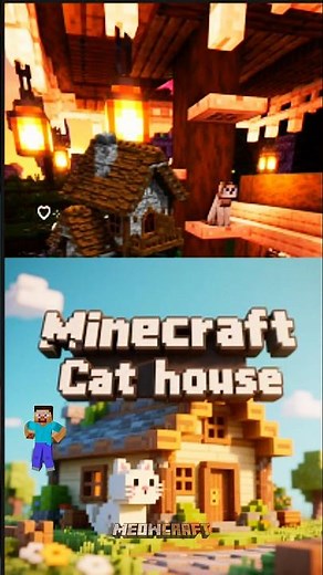 EASY TUTORIAL! How to Make a Cat House in Minecraft! 🐱🏠 #minecraftshorts
