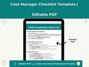 Case Manager Checklist Template | Editable PDF | Social Services Form | Instant Download - Etsy