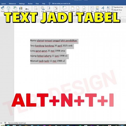 How to change text into a table in MS Word