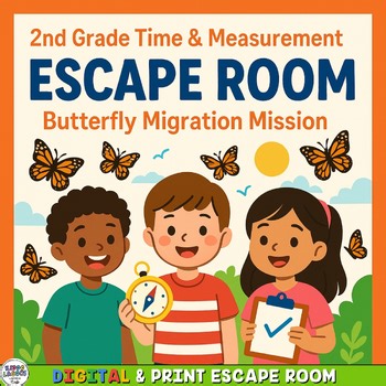 2nd Grade Time & Measurement Escape Room | Telling Time & Length Activity