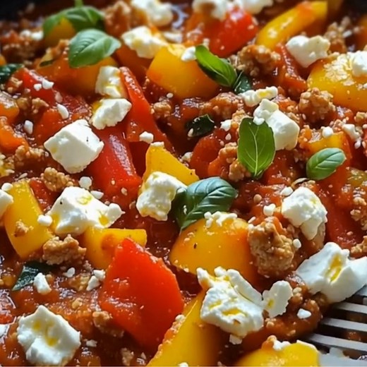 Paprika-Hack-Pfanne mit Feta Zutaten: • 500 g gemischtes Hackfleisch • ½ Tube Tomatenmark • 1 Bund Frühlingszwiebeln • 3 Paprikaschoten (beliebige Farben) • 1 Zwiebel • Nach Belieben Kräuter (z.B. Oregano oder Basilikum) • 1 Glas Brühe (ca. 200 ml) • 1 Becher Sahne (ca. 200 g) • 2 Ecken Sahneschmelzkäse • Salz und Pfeffer nach Geschmack • Paprikapulver nach Geschmack • 1 Packung Feta-Käse (ca. 200 g) Anleitung: 1. Das Gemüse vorbereiten: - Die Paprikaschoten und die Zwiebel in kleine Stücke schn