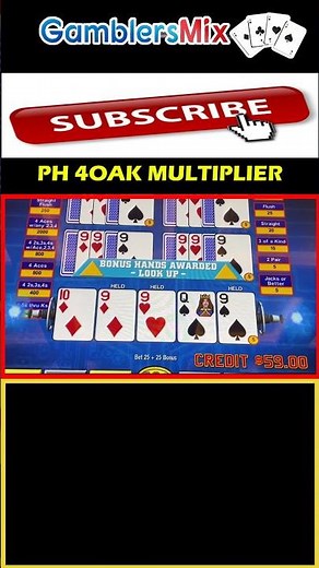 Video Poker PowerHouse Four of a Kind With the Mutiplier