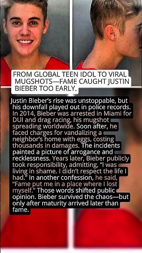 From global teen idol to viral mugshots—fame caught Justin Bieber too early.
