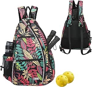 Sucipi Pickleball Bag - Men's & Women's Pickleball Backpack, Adjustable Sling Bag w/Fence Hook/Large Capacity/Safety Pocket