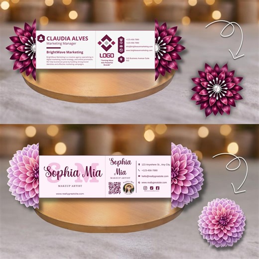 Flower QR Code Business Card Template, Editable Canva Folded Business Card, Die Cut Floral Beauty Salon Card - Etsy