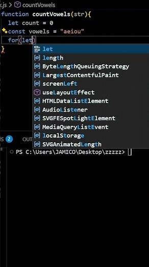 Count Vowels in JavaScript (Beginner Friendly) #coding #javascript #datastructuresandalgorithms