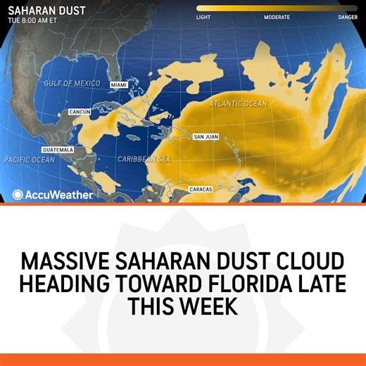 16K views · 165 reactions | The dust cloud happens every year from May to August and can increase air pollution and worsen health issues. It also causes hazy sunsets, similar to those caused by wildfire smoke. | AccuWeather | Facebook