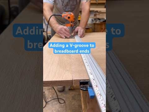 Adding a chamfer to a breadboard end and body of a table with a V-bit #tools #woodworking #diy