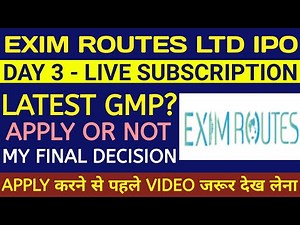 Exim Routes IPO🔴Exim Routes IPO Review🔴Exim Routes IPO Gmp Today🔴Exim Routes Limited IPO🔴Exim Routes