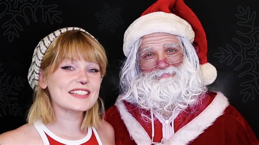 Transforming a spouse into Santa with festive makeup