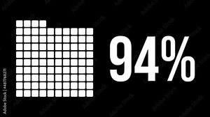 94 percent infographic diagram, ninety-four percentage square rectangle 4K animation. Flat design chart icon for finance and statistics.