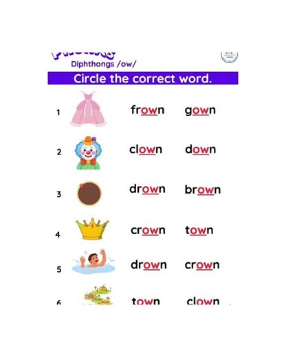Dipthongs Booklet for Kindergarten or early grade school students