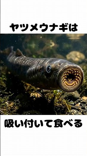 ヤツメウナギは、吸い付いて食べる