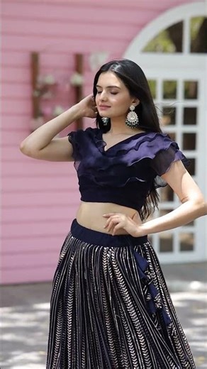 Good Looking Navy Blue Color Lehenga With Blouse | Sequins Work | Wedding & Ceremony Wear