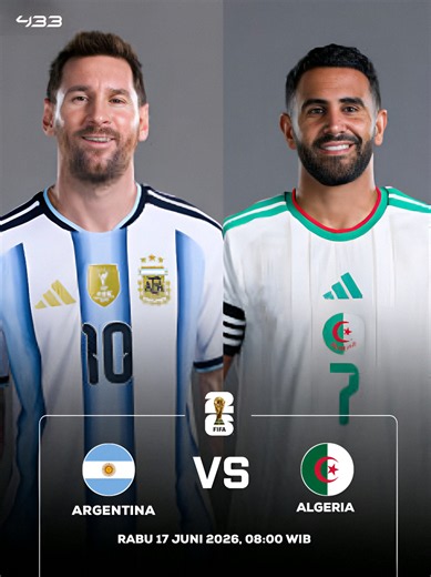 Argentina vs Algeria ⚔️ _ Pertandingan seru Argentina dan Aljazair belum pernah bertemu di Piala Dunia sebelum pertandingan pembuka mereka di Grup J pada pukul 08.00 pagi tanggal 17 Juni 2026. _ *nonton pildun link dibio wak* #argentina🇦🇷 #algeria #messi #fifaworldcup #worldcup