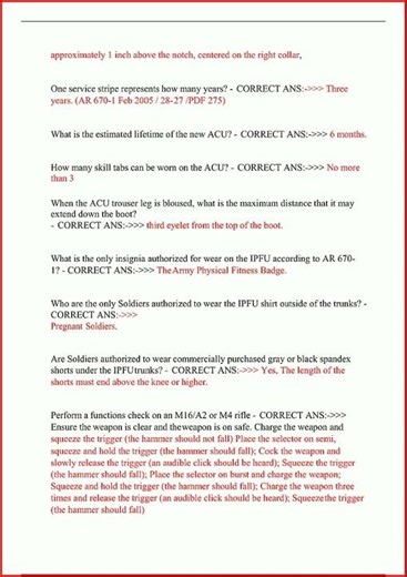 Army Board Exam Actual 400 Exam Questions With 100 Accurate video