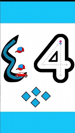تعلم كتابة الرقم أربعة للأطفال بالعربية والإنجليزية | Writing Number 4 for Kids