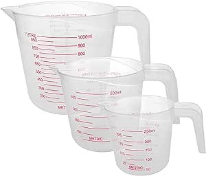3pcs Measuring Cups Set, BPA Free Plastic Transparent Measuring Jugs Stackable Liquid Measuring Cup for Kitchen Use