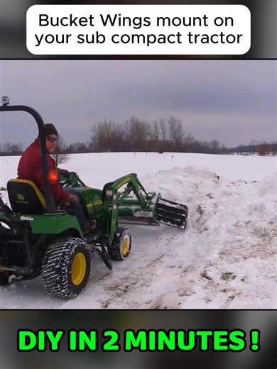 Bucket Wings mount on your sub compact tractor DIY IN 2 MINUTES #tractor #wings #bucketwings #plow #plowing #snowplow #Snowblade #mount #tractorloader #how #diy #diyproject #snowtok #vintage #vintagevibes #fyp #viral