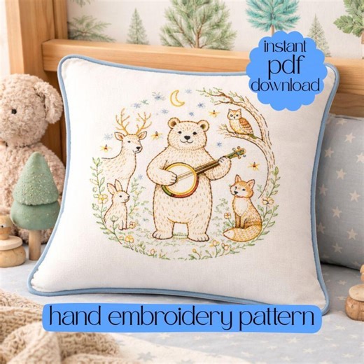 Woodland Animal Embroidery, Printable Hoop Art, Digital Download, Hand Embroidery Pattern PDF - Etsy