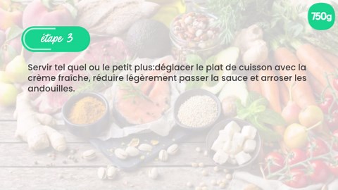 Andouille de Jargeau braisée au Sauvignon, embeurrée de choux