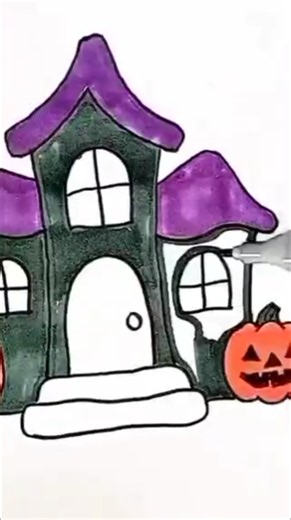 Reverse play ⏯️ How to draw Halloween 🎃 House 🏠👻 for Kids #shorts #halloween #kidsart #pumpkin #kids