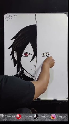 sarada vs sasuke #howtodraw #animedrawing
