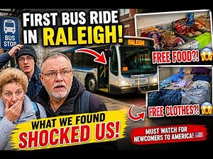 FIRST BUS RIDE IN AMERICA 😳🚌 + FREE FOOD?! & CLOTHES?! 🇺🇸