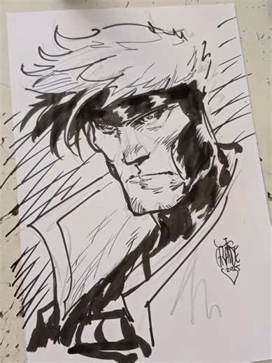 Gambit speed drawing. This is a time lapse sketch I did on so Gambit fan art. I used markers and India ink. #marvel #comicart #jcgrandeart #gambit #xmen