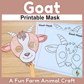 Goat Mask Printable Farm Animal Coloring Sheet Craft, Preschool Dramatic Play