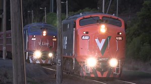 A passenger train visits the Hanson Aggregates Quarry at East Kilmore. This was a test run for 707 Operations preservation groups A62 diesel locomotive. A66 and A62 hauled a special members train to assist with the test. Kilmore East Victoria Australia | Schony747 Youtube & DVD