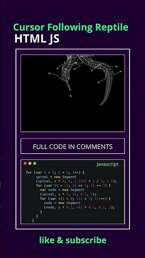 This Cursor Turns Into a Living Reptile 😱 | JavaScript Canvas Demo