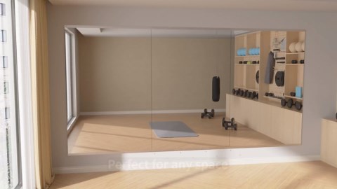 ROOMTEC Home Gym Mirror 60"x26" Frameless Wall Mounted Fitness Mirror, Large Tempered Glass Full Length for Yoga, Dance Studio, Workout Room