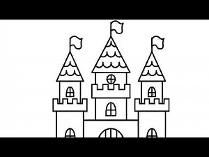 How to Coloring Castle Step by Step for Kids, Castle Drawing and Coloring