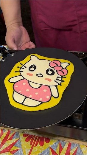 Hello Kitty Pancake Art - Cute Street Food Cooking