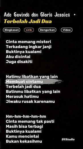 Ade Govinda & Gloria Jessica – Terbelah Jadi Dua (Lirik Lagu) | Lagu Indonesia Terbaru