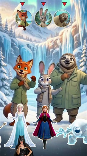 Zootopia Nick Wilde, Judy Hopps & Flash Enter the World of Frozen #zootopia #zootopia2 #frozen #elsa
