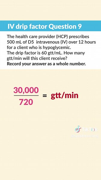 IV Drip Factor Practice Question - Med Math ➗ #medmath #nursing #nursingschool #studentnurse #nursingstudent #medicationmath #ivdripfactor #nurse