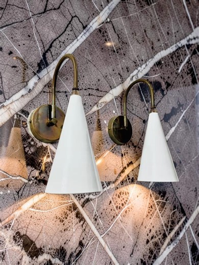 Mid-century Style Gooseneck Wall Sconce - Handmade Brass Cone Light - Vintage Inspired Curved Arm Wall Lamp - Etsy UK