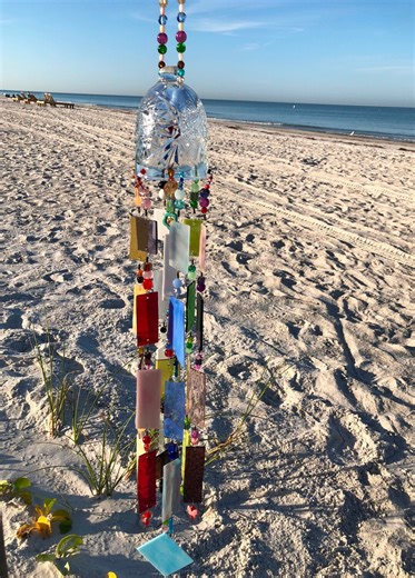 Chimes Stained Glass Wind Chime Crystal Top, Patio Yard Decor - Etsy