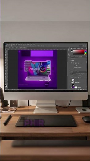 Asus Vivobook Poster Design 💻✨ | Clean Laptop Ad Poster in Photoshop | HMH Designs